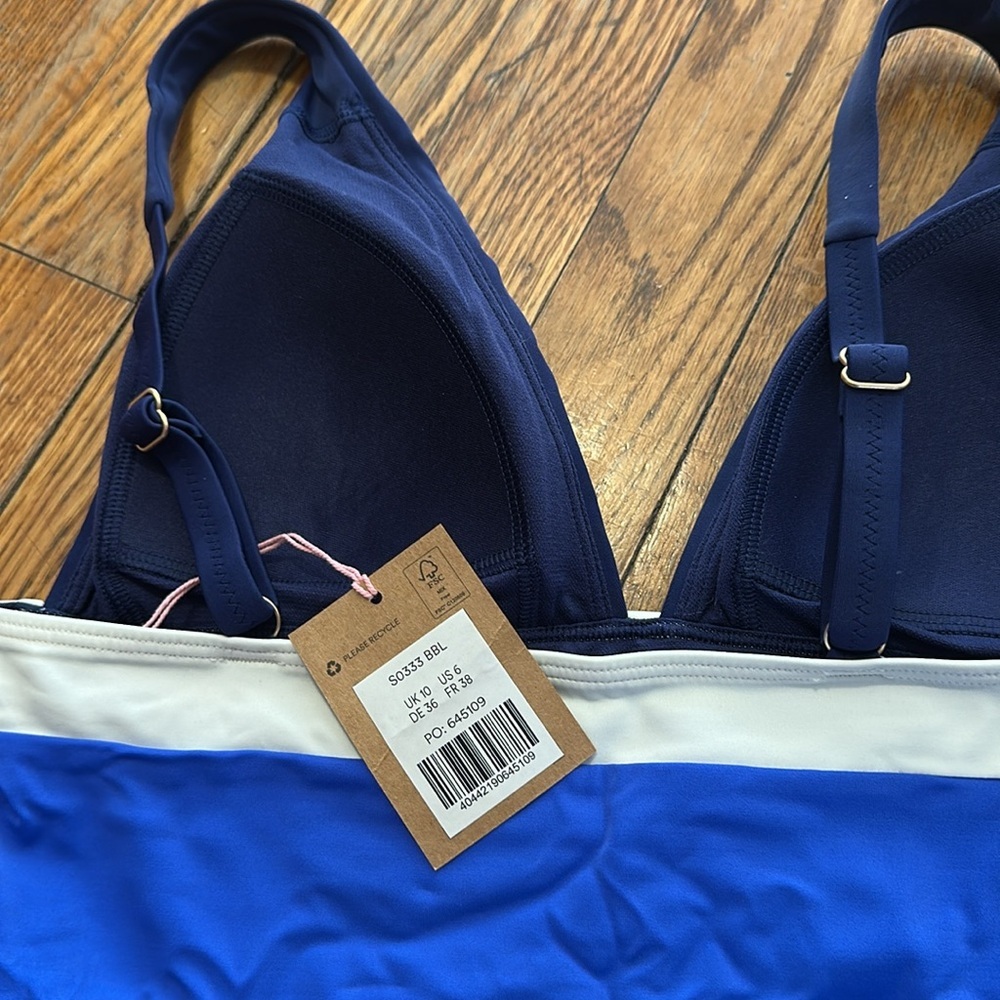 NWT Boden Colorblock one piece navy blue swimsuit adjustable strap 6 - Picture 3 of 4